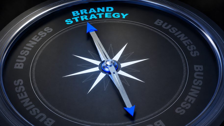 A compass needle pointing to Brand Strategy, on a dark business dial